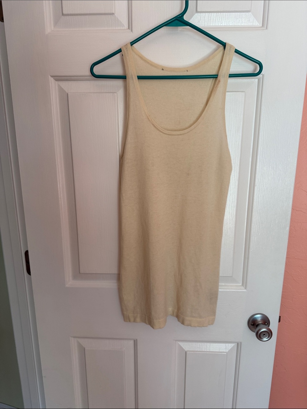 Long beige cashmere racer back top